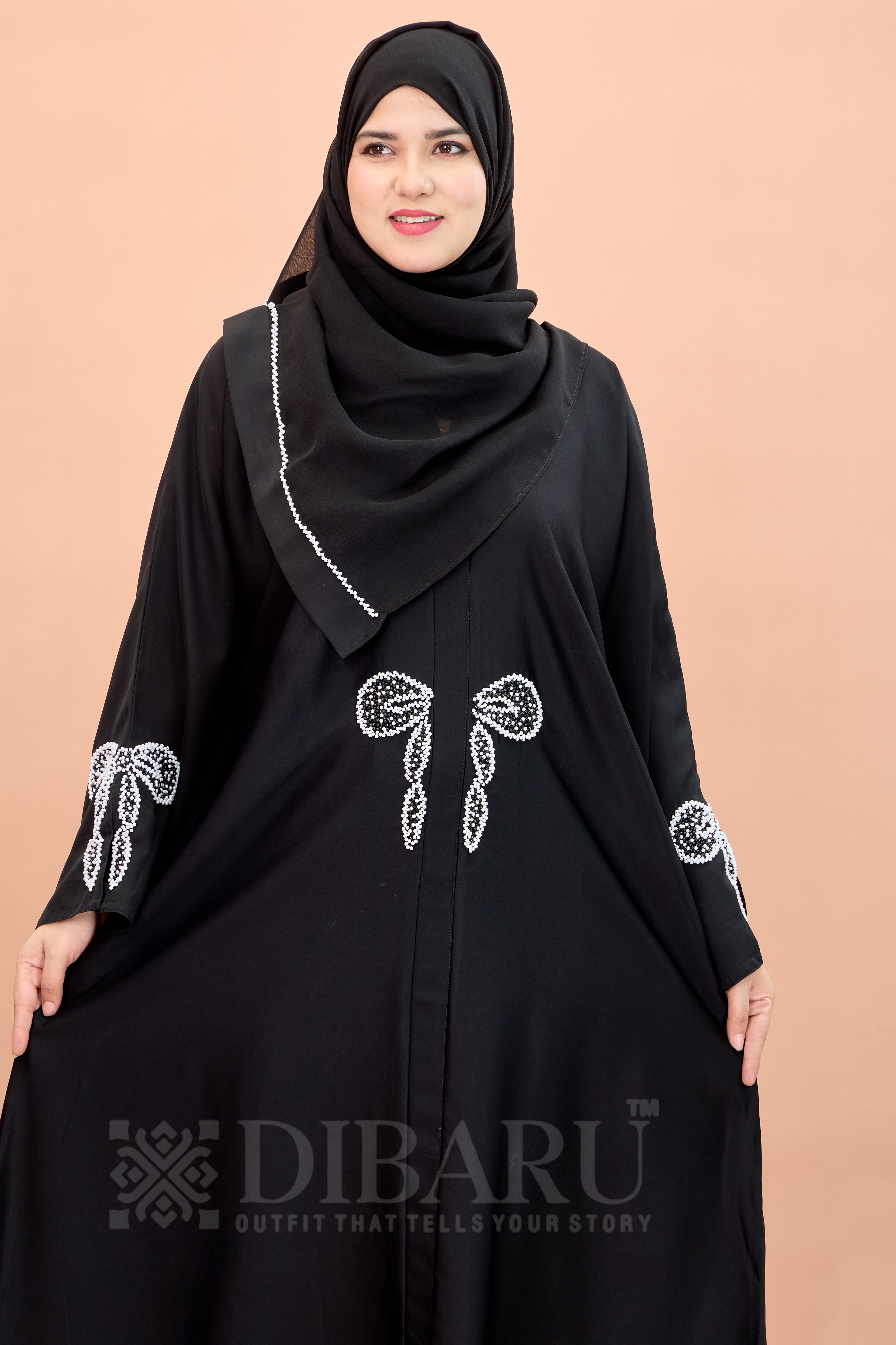 V Neck Bow Pattern Hand Work With Plazo Sleeve Made Up Of Imported Nida Fabric Full Lenght Designer Aabya For Womens And Girls